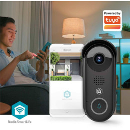NEDIS Wi-Fi chytrý dveřní videotelefon/ 1920x1080/ 2Mpix/ IP54/ transformátor/ snímač pohybu/ noční vidění/ Onvif/ černý