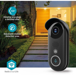NEDIS Wi-Fi chytrý dveřní videotelefon/ 1920x1080/ 2Mpix/ IP54/ transformátor/ snímač pohybu/ noční vidění/ Onvif/ černý