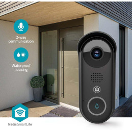NEDIS Wi-Fi chytrý dveřní videotelefon/ 1920x1080/ 2Mpix/ IP54/ transformátor/ snímač pohybu/ noční vidění/ Onvif/ černý