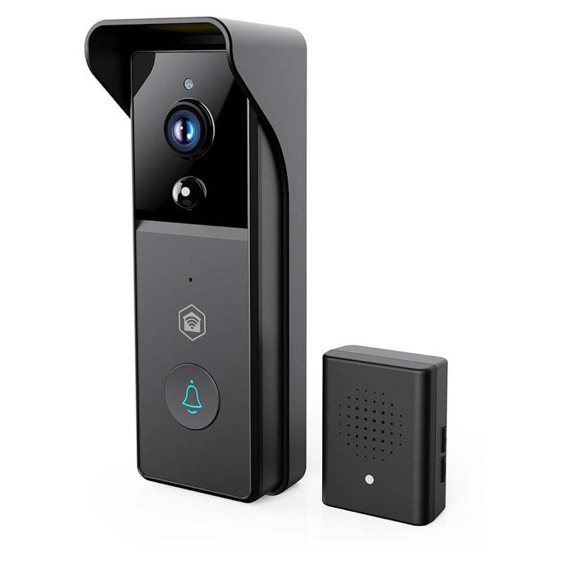 NEDIS Wi-Fi chytrý dveřní videotelefon/ 2304x1296 / 3Mpix/ napájení z baterie/ IP44/ snímač pohybu/ noční vidění/ černý