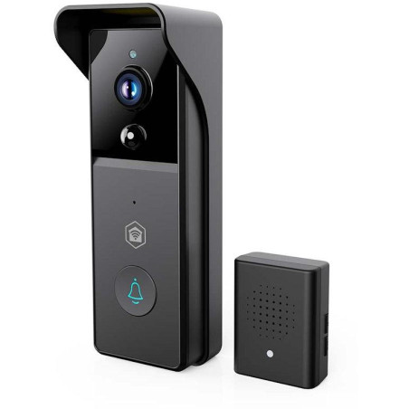 NEDIS Wi-Fi chytrý dveřní videotelefon/ 2304x1296 / 3Mpix/ napájení z baterie/ IP44/ snímač pohybu/ noční vidění/ černý
