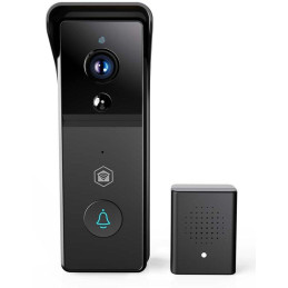 NEDIS Wi-Fi chytrý dveřní videotelefon/ 2304x1296 / 3Mpix/ napájení z baterie/ IP44/ snímač pohybu/ noční vidění/ černý