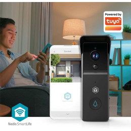 NEDIS Wi-Fi chytrý dveřní videotelefon/ 2304x1296 / 3Mpix/ napájení z baterie/ IP44/ snímač pohybu/ noční vidění/ černý