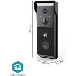NEDIS Wi-Fi chytrý dveřní videotelefon/ 2x 1920x1080/ 4Mpix/ napájení z baterie/ IP54/ snímač pohybu/ noční vidění/ čern