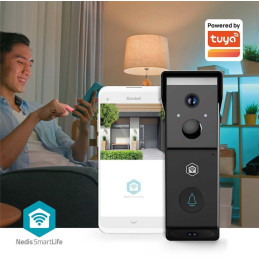 NEDIS Wi-Fi chytrý dveřní videotelefon/ 2x 1920x1080/ 4Mpix/ napájení z baterie/ IP54/ snímač pohybu/ noční vidění/ čern