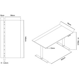 AROZZI herní stůl ARENA NORDICO Light Birch/ motorizovaný/ barva deska bříza, nohy bílé/ šíře 140cm/ výška 71-115 cm