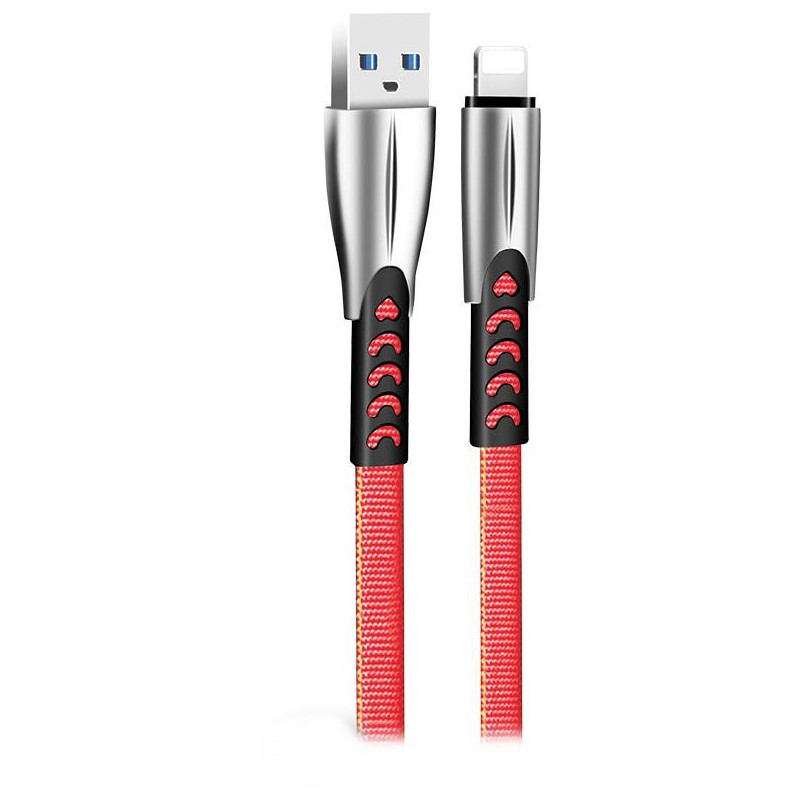 Kolorowy kabel danych USB/Apple Lightning/2,4 A/1 m/Stop cynku/Czerwony