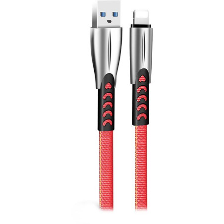 Colorway Data Cable USB/ Apple Lightning/ 2.4A/ 1m/ Zinc Alloy/ Red