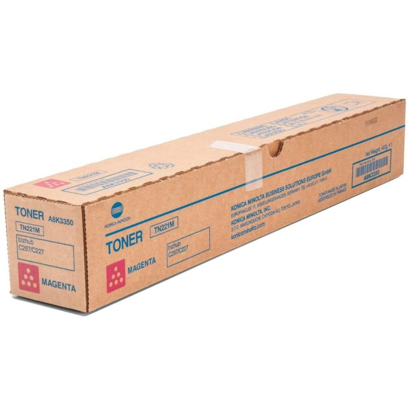 Konica Minolta originální toner TN221M, purpurová, 21000str., A8K3350, Konica Minolta Bizhub C227, C287