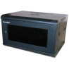 XtendLan 6U/600x450, wall-mounted, one-piece, unfolded, glass door, black
