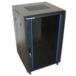 XtendLan 22U/600x600 Rackmount, schwarz, Glastür, perforierte Rückseite