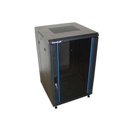 XtendLan 22U/600x600 rackmount, black, glass door, perforated back
