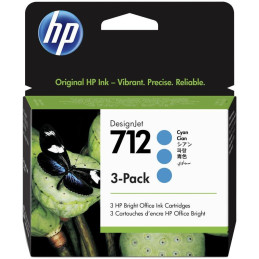 HP 712 Ink. náplň azúrová, trojbalenie/ 3ED77A