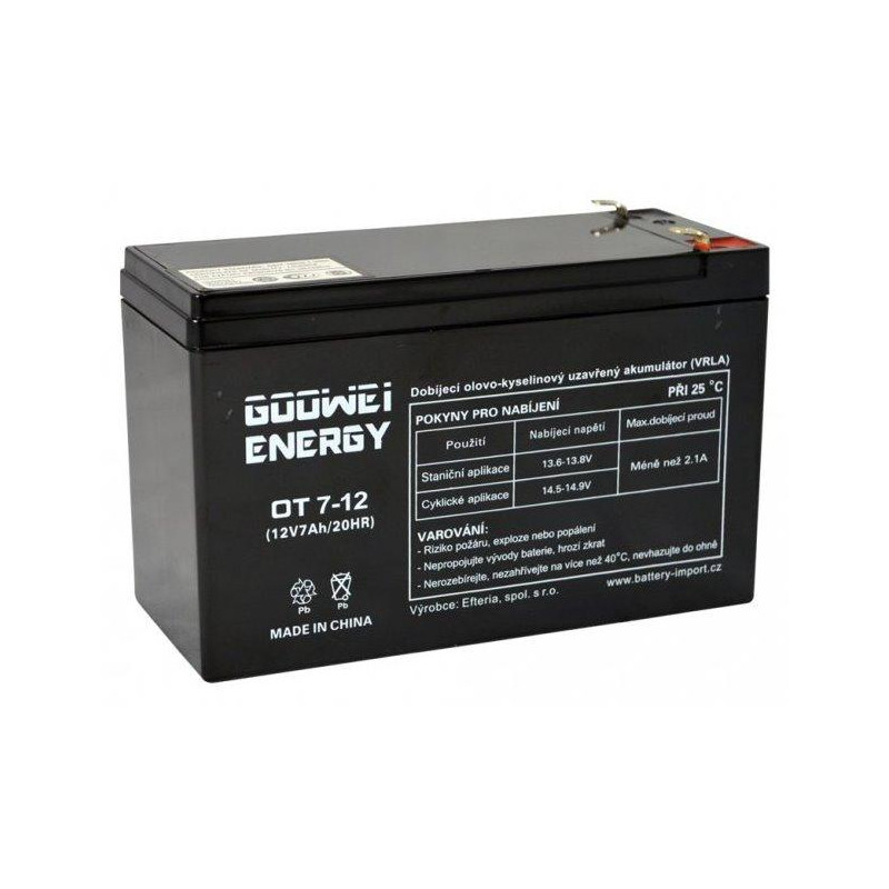 Akumulator zapasowy GOOWEI ENERGY Pb VRLA AGM 12V/7.2Ah (OT7.2-12 F2)