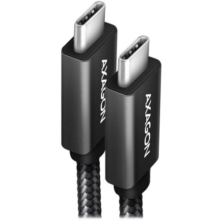 AXAGON data and charging cable USB-C to USB-C / USB 3.2 Gen2 / PD 100W 5A / 4k HD / ALU / braid / 1.0 m / black