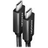 AXAGON data and charging cable USB-C to USB-C / USB 3.2 Gen2 / PD 100W 5A / 4k HD / ALU / braid / 1.0 m / black