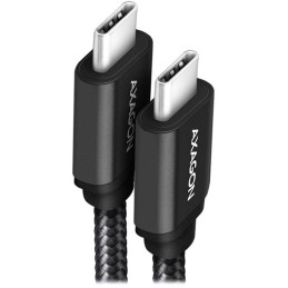 AXAGON dátový a nabíjací kábel SPEED USB-C na USB-C / USB 3.2 Gen1 / PD 60W 3A / ALU / oplet / 1m / čierny