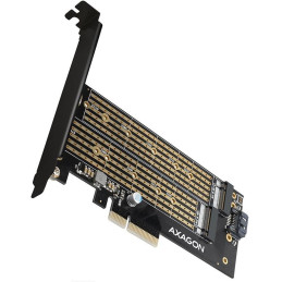 AXAGON slot adaptér do PCIe x4 na M.2 NVMe M-KEY nebo SATA B-KEY / PCEM2-D / low-profile
