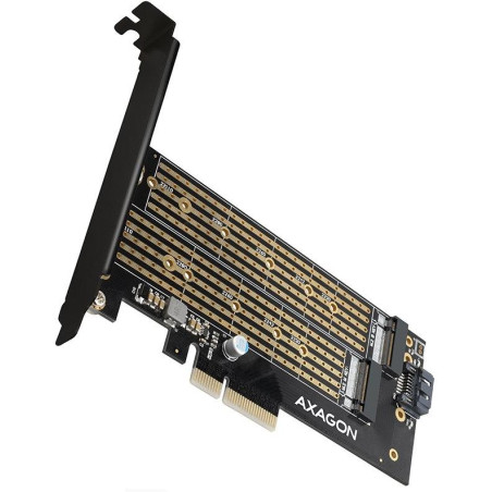 Adapter gniazda AXAGON do PCIe x4 do M.2 NVMe M-KEY lub SATA B-KEY / PCEM2-D / niski profil