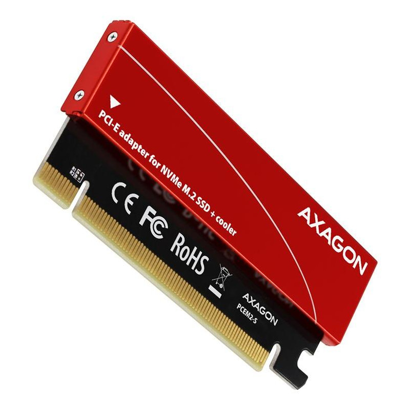 Adapter gniazda AXAGON do PCIe x16 do M.2 NVMe M-KEY z chłodzeniem / PCEM2-S