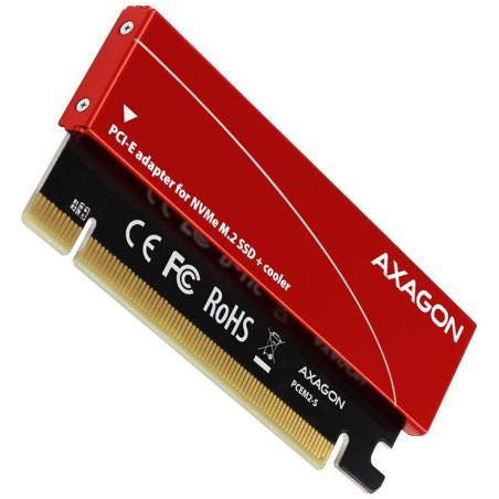 AXAGON Slotadapter zu PCIe x16 zu M.2 NVMe M-KEY inkl. Kühler / PCEM2-S