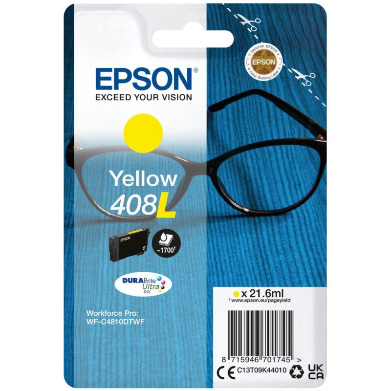 Epson atramentová náplň Singlepack 408L DURABrite Ultra Ink/ C4810DTWF/ Žltá