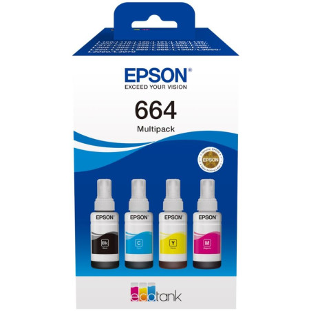 Epson Tintenpatrone 664/ T66464A/ EcoTank/ L120/ L310/ L305x/ L3060/ L3070/ L1300/ 4-Farben Multipack