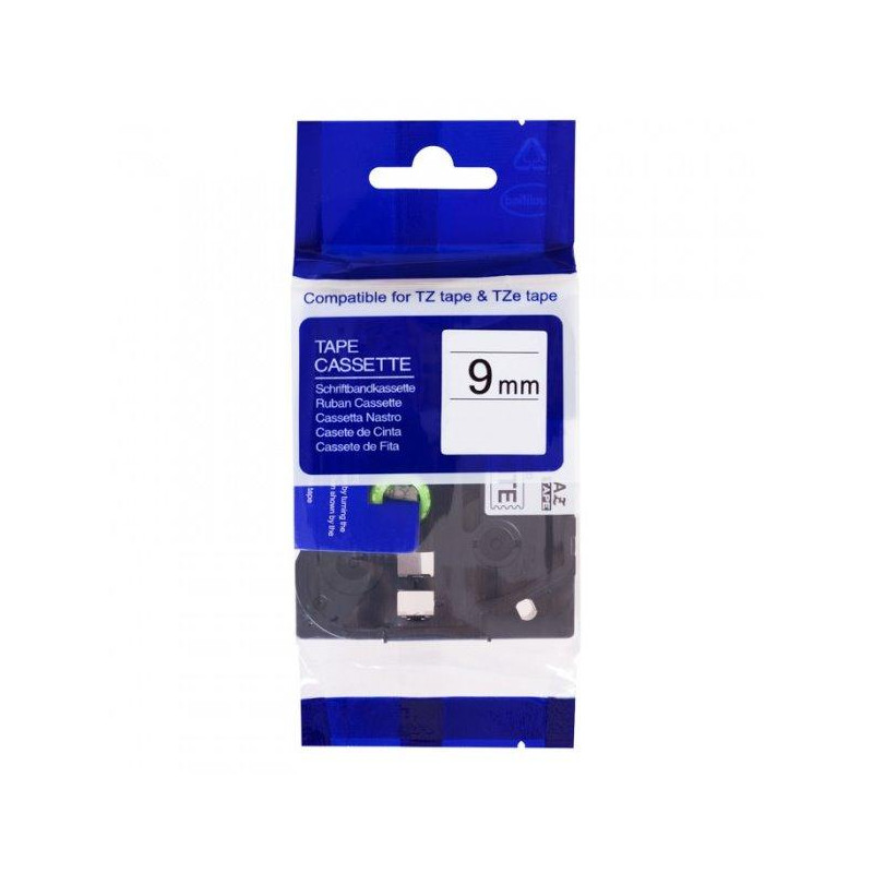 PRINTLINE compatible tape with Brother TZE-125, 9mm, white print/transparent backing