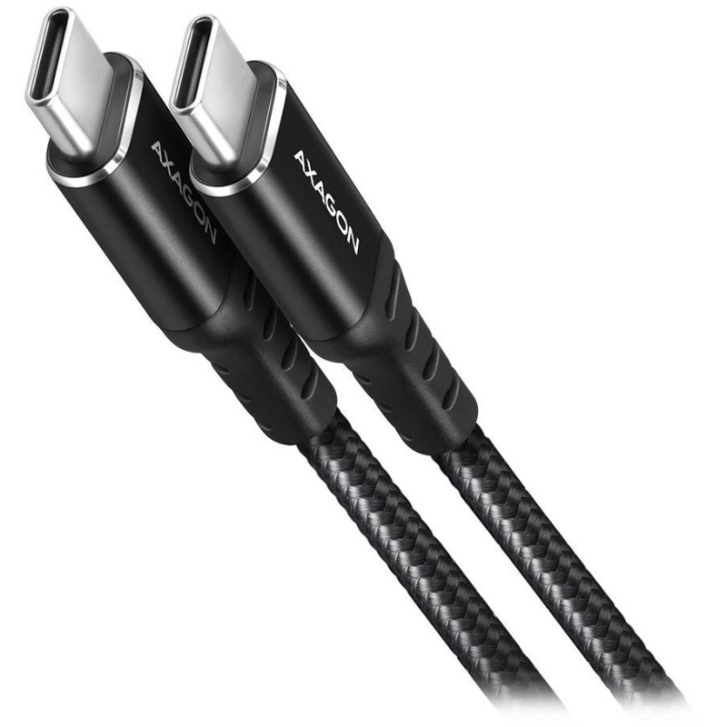 AXAGON Daten- und Ladekabel USB-C auf USB-C / USB2.0 / 3A / PD 60W / geflochten / 1m / schwarz