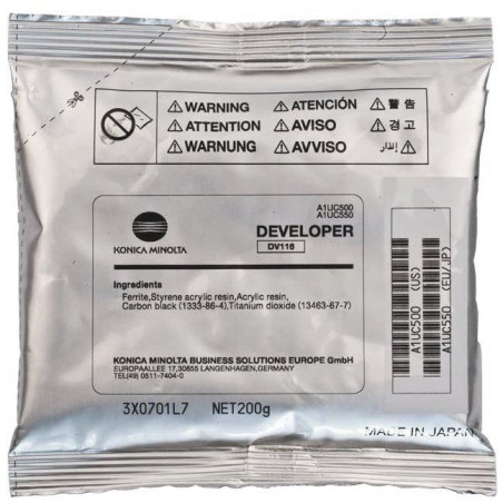 Oryginalny wywoływacz Konica Minolta A1UC550, DV-116, A1UC500, czarny, 55000 stron do Bizhub 164,165,185