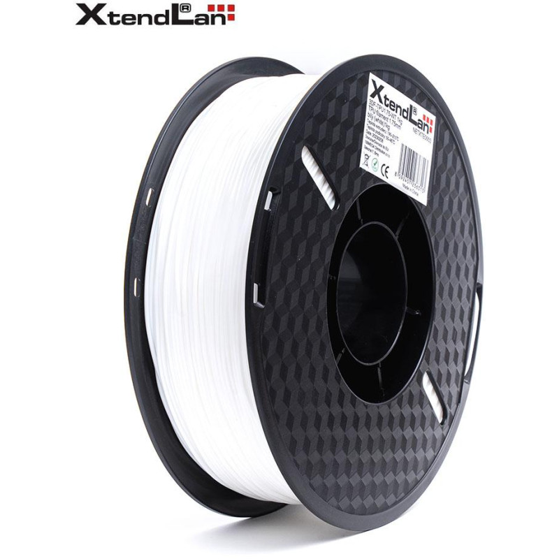 XtendLAN TPU filament 1,75mm priehľadný biely 1kg