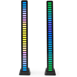 NEDIS LED herní světlo/ napájení z baterie/ pro notebook/ stolní provedení/ RGB/ USB-A/ černé