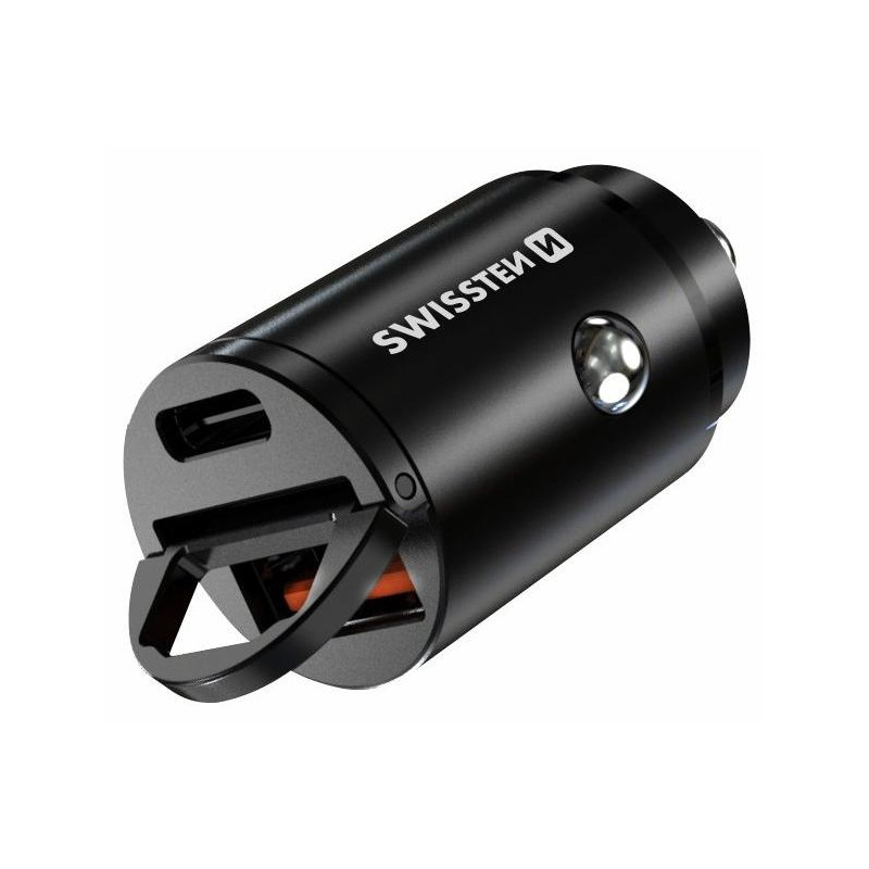 Adapter Swissten CL Power Delivery USB-C + Super Charge 3.0 30W nano czarny