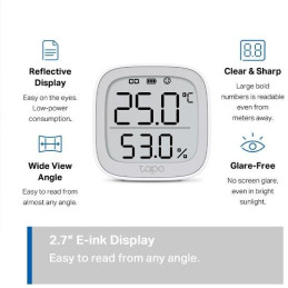 TP-Link Tapo T315, Chytrý teploměr, přesné měření teploty a vlhkosti, vyžaduje Tapo smart hub H100