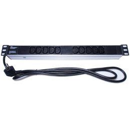 PremiumCord Power Panel für 19" Rack 1HE, 10xIEC (C13), 2m Kabel