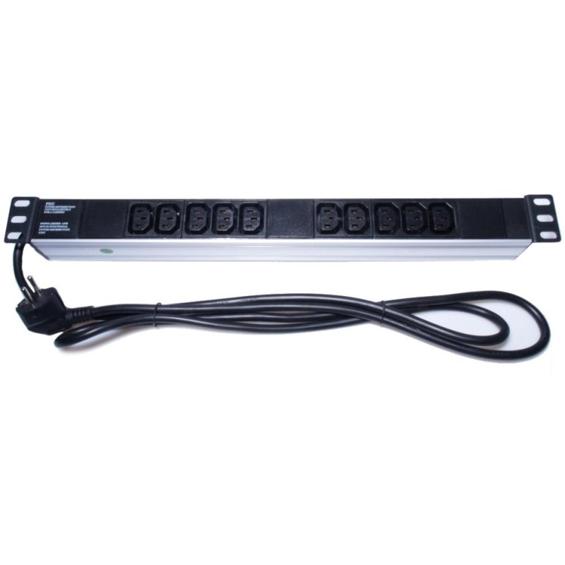 Panel zasilający PremiumCord do szafy 19" 1U, 10xIEC (C13), kabel 2m