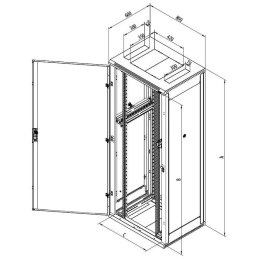 Triton 19' rack cabinet 42U/800x600 sheet metal door RAL7035, gray