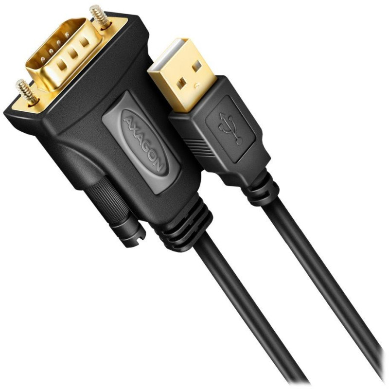 Konwerter aktywny AXAGON z USB-A (2.0) na RS-232 / ADS-1PQN / układ scalony FTDI / 1,5m