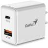 GENIUS nabíjačka PD-20AC, 20W, rýchle nabíjanie, USB-C PD3.0, USB-A QC3.0, biela