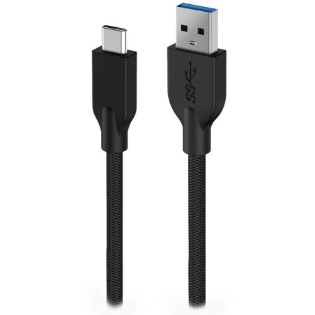 GENIUS Ladekabel ACC-A2CC-3A, 100cm, USB-A auf USB-C, 3A, QC3.0, geflochten, schwarz