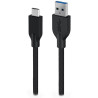 GENIUS nabíjací kábel ACC-A2CC-3A, 150cm, USB-A na USB-C, 3A, QC3.0, opletený, čierny