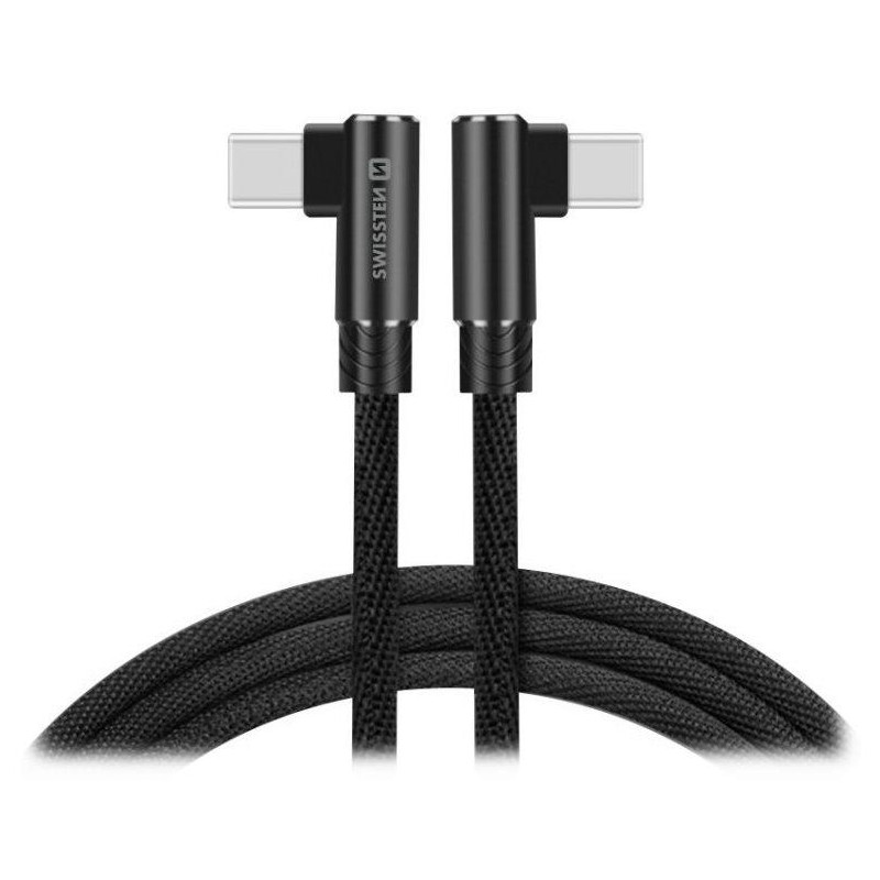 Swissten textile data cable Arcade USB-C / USB-C 1.2 M /L connectors/ Black