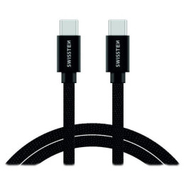 Kabel danych USB-C/USB-C Swissten z oplotem tekstylnym, 2,0 m, czarny