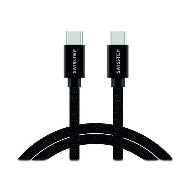 Swissten USB-C / USB-C data cable with textile braid, 2.0 M Black