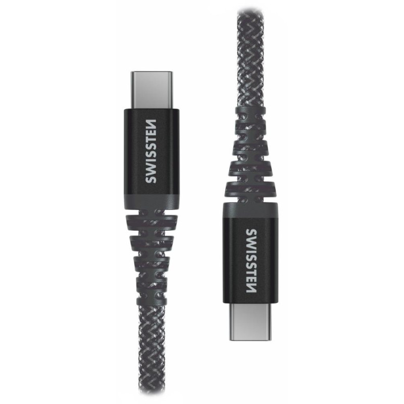 Swissten KEVLAR USB-C / USB-C Datenkabel 1,5 M, 60W, Anthrazit