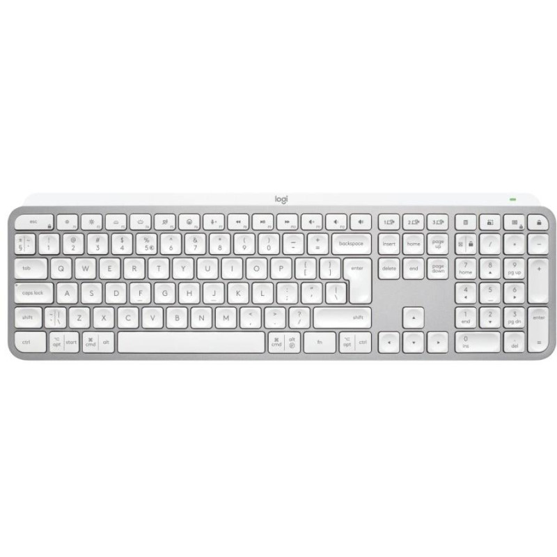 Logitech klávesnice MX Keys S/ bezdrátová/ Bluetooth/ USB-C/ US layout/ bílo-šedá