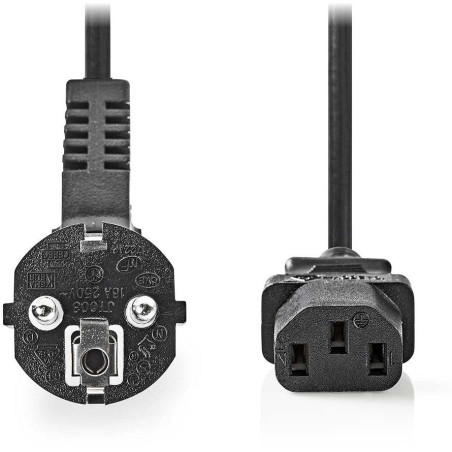 NEDIS power cable/ Type F plug - IEC-320-C13/ straight/ angled/ black/ bulk/ 2m