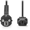 NEDIS Stromkabel / Stecker Typ F - IEC-320-C13 / gerade / abgewinkelt / schwarz / lose / 2m