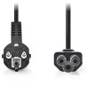 NEDIS Stromkabel / Stecker Typ F - IEC-320-C5 / gerade / abgewinkelt / Kleeblatt / schwarz / lose / 3 m