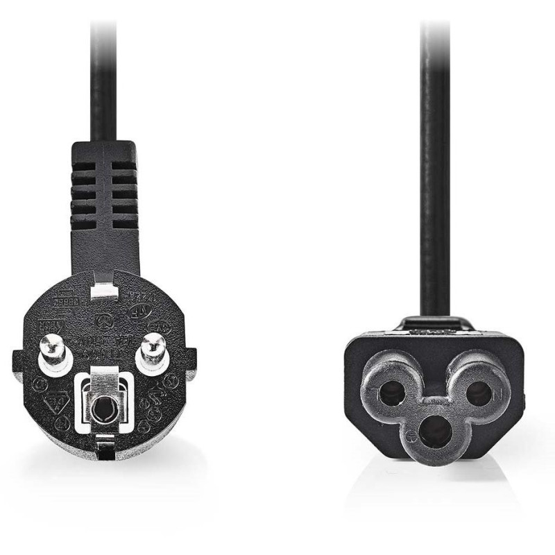 NEDIS power cable/ Type F plug - IEC-320-C5/ straight/ angled/ trefoil/ black/ bulk/ 5m